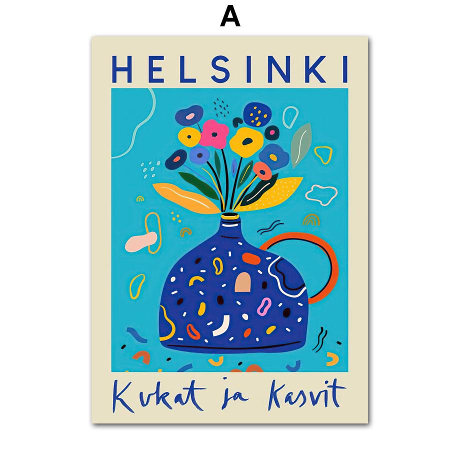 

Постеры на скандинавскую тему и принты, абстрактная красочная ваза для цветов, винтажная настенная живопись на холсте, настенные картины для декора гостиной 50x70cm No Frame