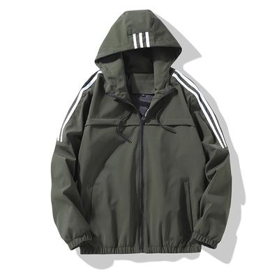 Hooded Zippered Jacket Baseball Trench Coat Men's Clothing