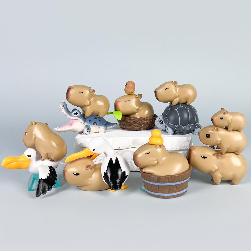 Capybara Crocodile With Turtle Pvc Action Figures Model Toy Doll Decoration Gift