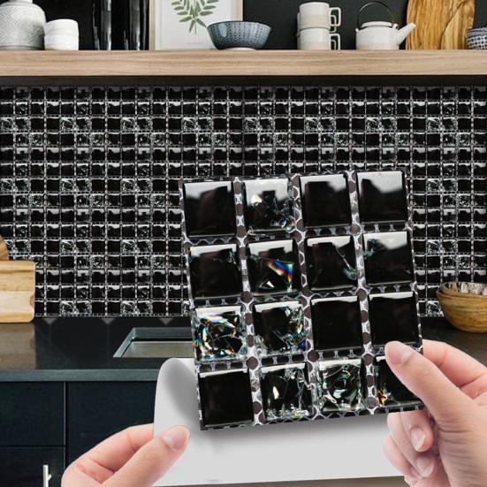10ks/sada Exquisite Easy Clean Anti-Scratch Samolepicí PVC samolepicí 3D obtisk na dlaždice 3D samolepka na dlaždice