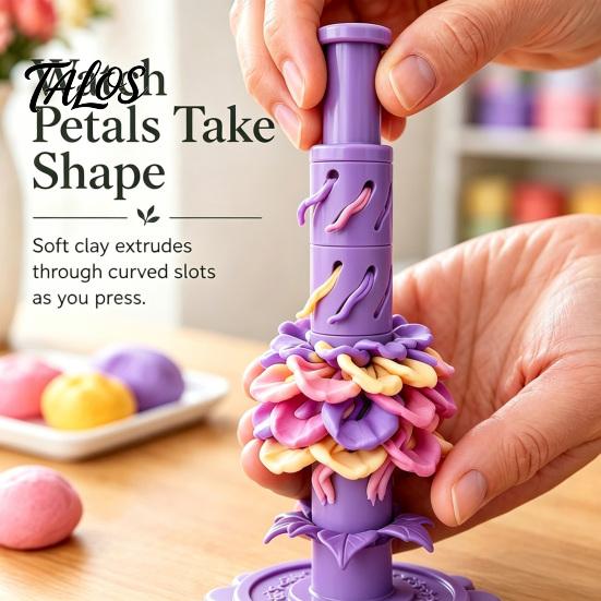 Handmade Floral Jewelry Supplies Modular Clay Flower Maker, Polymer Shaper with 9 Shaping Layered Cutter Sleeves, Reusable Press for Projects,