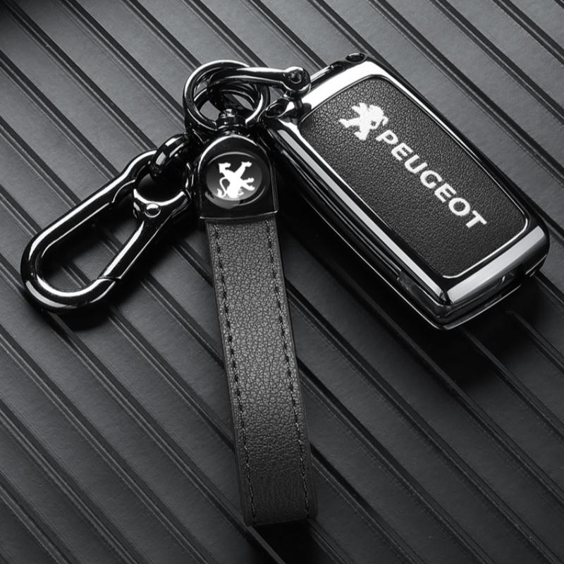 Zinc Alloy Car Key Case Cover For Peugeot 301 308 408 508 2008 308S 3008 4008 5008 307 Accessories Leather Keychain Bag Holder