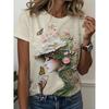 Womens Slim Fit Short Sleeve T-Shirt With 3D Cartoon Animal Print Digital Printing Casual Top