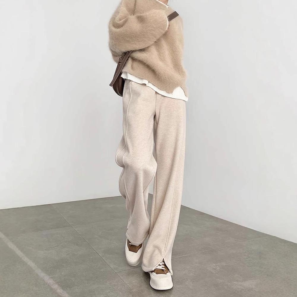 Fischgrät Weitbein Wollschlitzhose für Damen - Frühjahr/Sommer 2025 Kollektion