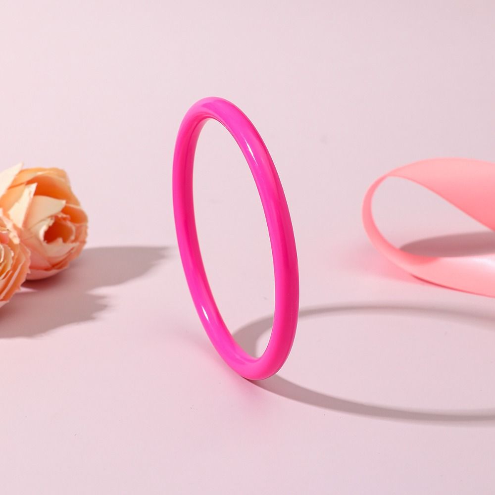 4Pcs/Set Round Stackable Bangle Multicolor Acrylic Cuff Minimalist Resin Bracelet  For Women