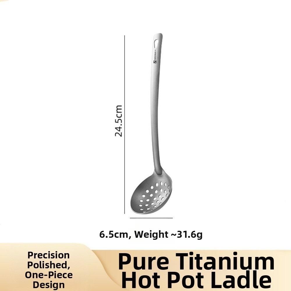 Long Handle Outdoor Soup Ladle Skimmer Kits Titanium Lightweight Food Strainer Anti slip Heat-resistant