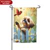 2D Flat - 2D Flat - 2D Printing, Spring And Summer Garden Flags for Outdoors, Featuring a Shih Tzu Dog And Cardinal In a Floral Design, Perfect for De