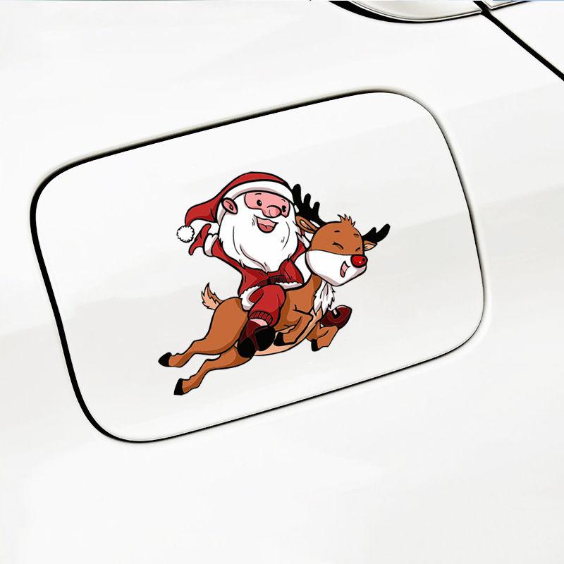 Christmas-themed Car Decals Featuring Santa Claus and Reindeer for Car Body Decoration and Window Stickers