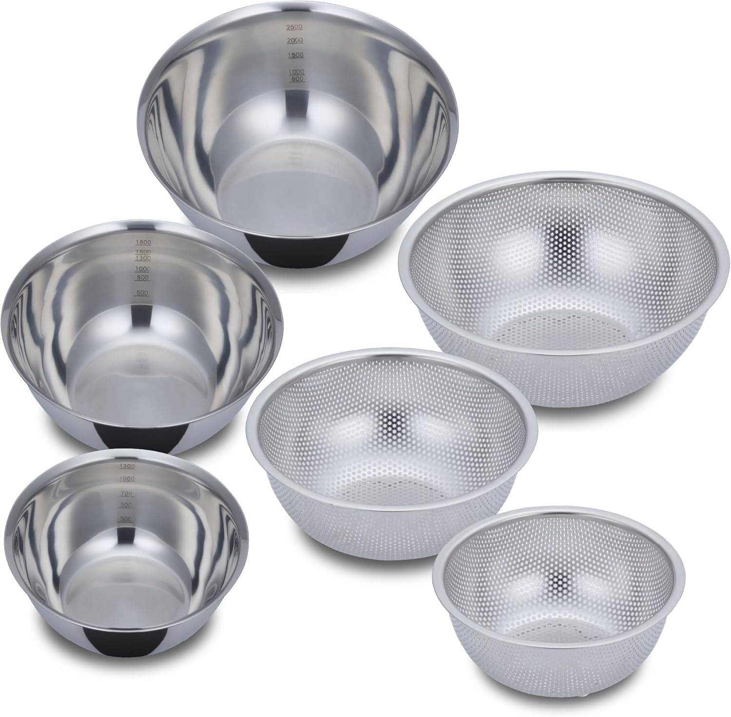 

Kai Corporation KAI Миска и дуршлаг из нержавеющей стали Посуда Идеально подходит для и Нержавеющая Штабелируемая Интегрированный тип (Перфорированный) Набор из 6 предметов,