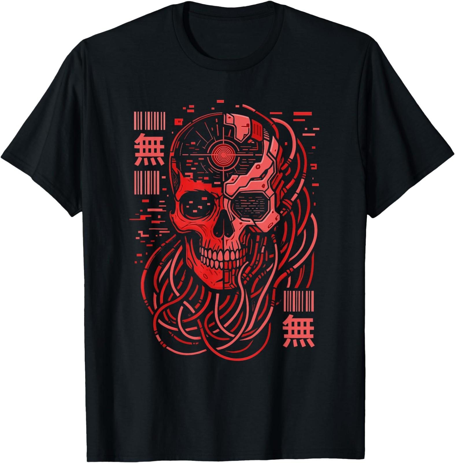 Void Mecha Skull Retro Cyberpunk Goth Techwear Aesthetic T- Unisex T-Shirt M