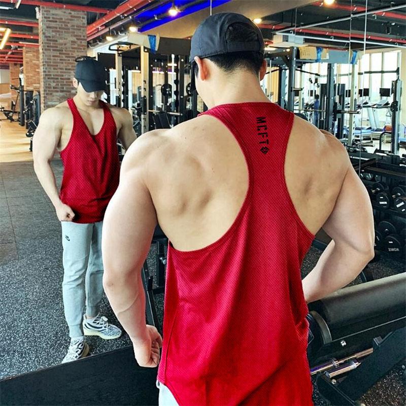 Muscleguys Fitnessstudio Tanktops Herren Bodybuilding Ärmelloses Shirt Sommer Netz Schnelltrocknend Atmungsaktiv Y-Rücken Muskel Westen Fitness Sport T-Shirts