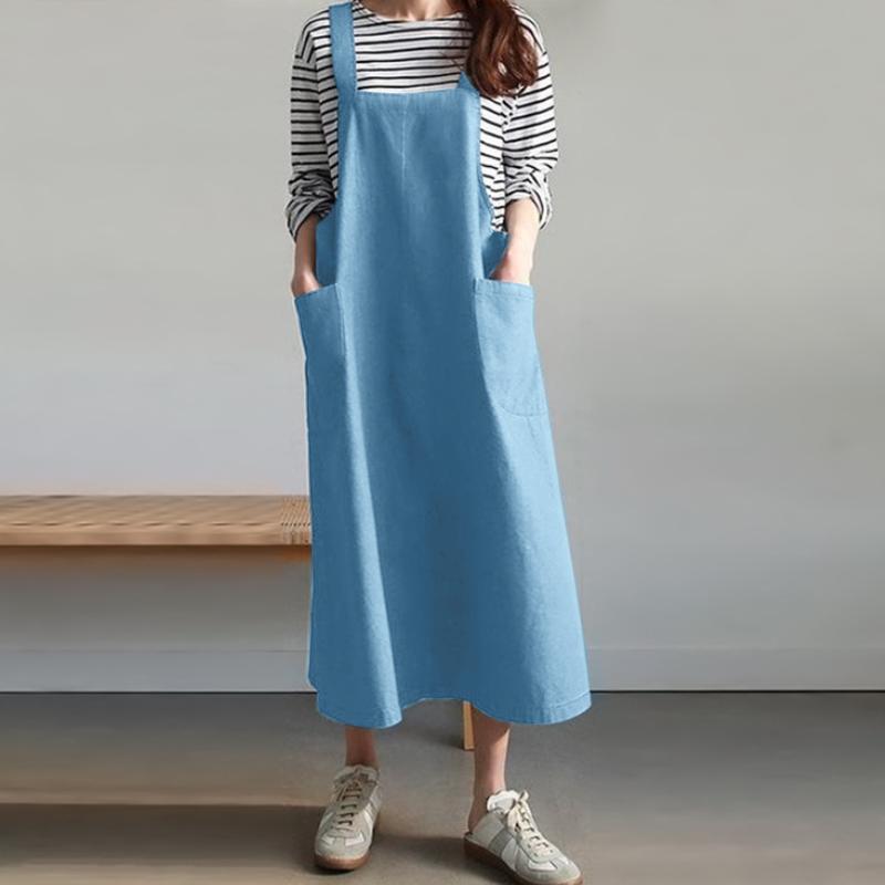 

ZANZEA Women Casual Square Neck Loose Summer Sleeveless Dress S синій