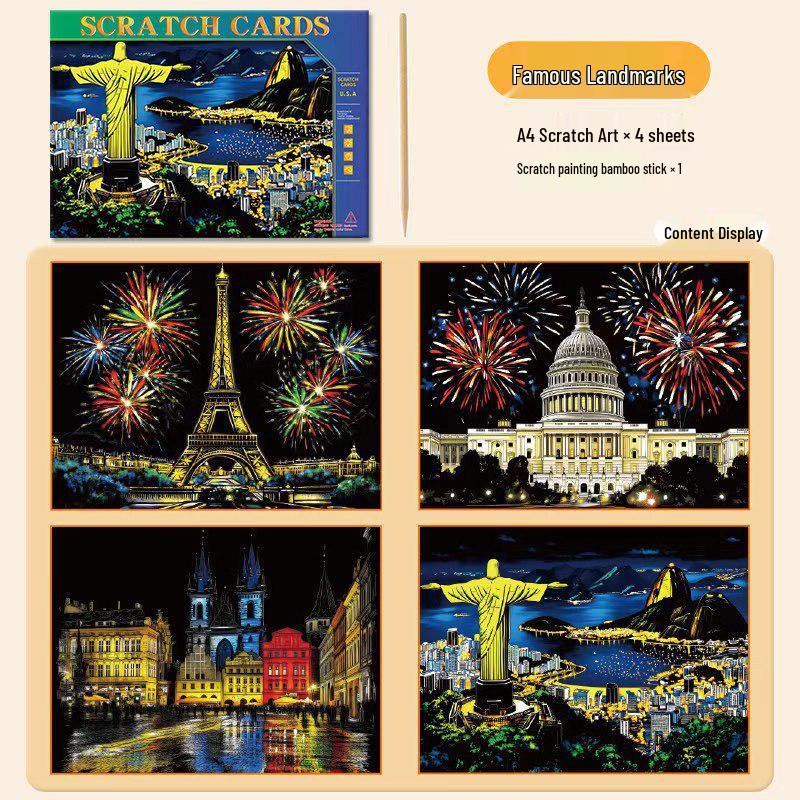 Bunte DIY Kratzbilder Haftnotizen für Kinder - Kreative Stressabbau Lesezeichen