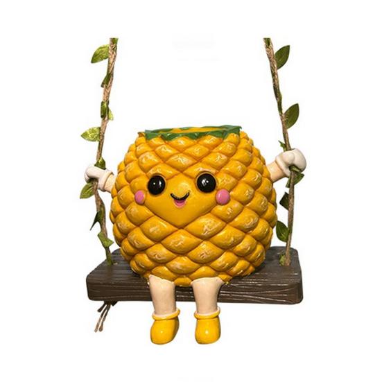 Yousheng Smiling Pineapple Planter, Cute Pineapple Swing Planter, Hanging Plant Pot for Succulents Small Houseplants Balcony Garden жёлтый
