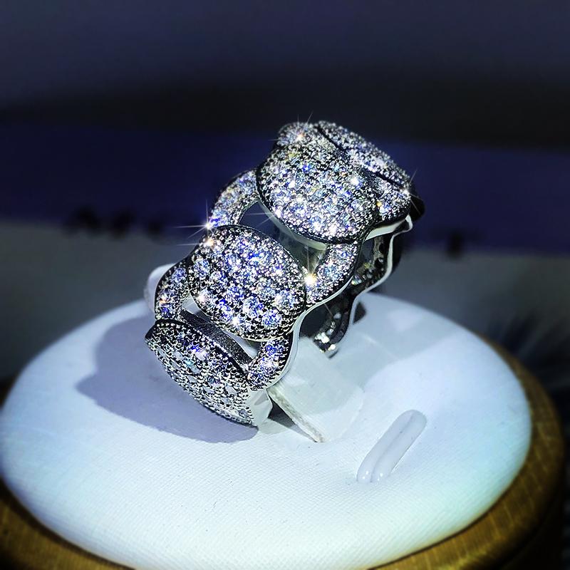 925 Sterling Silver Jewelry Ring Ladies Luxury Oversized Zircon Ring Exquisite Gorgeous Fashion Wedding Preferred Jewelry