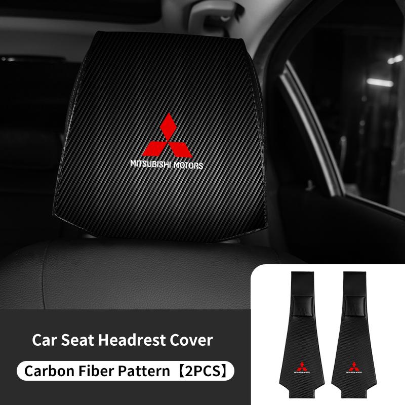 cxytvd1 For Mitsubishi 1/2PCS Leather Car Seat Headrest Protective Cover Interior Accessories Outlander Lancer Eclipse Mirage Xpander