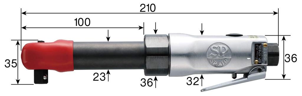 SP Air Long Neck Mini Ratchet Wrench Tightening Torque 20 (SP) (9.5mm square) (N m) SP-1762L