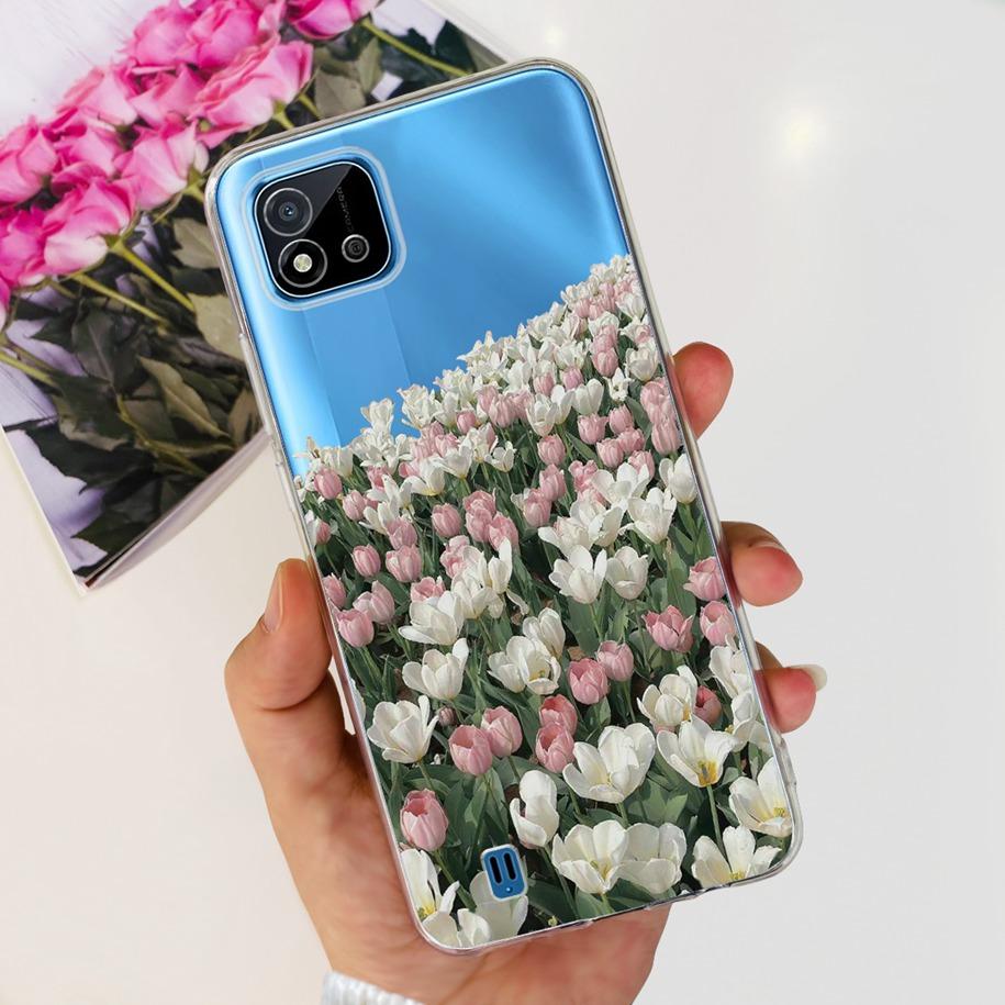 For Cover Realme C11 2021 Case Fashion Marble Love Heart Silicone Soft TPU Phone Back Cover For Realme C11 RMX2185 C20 C20A Capa
