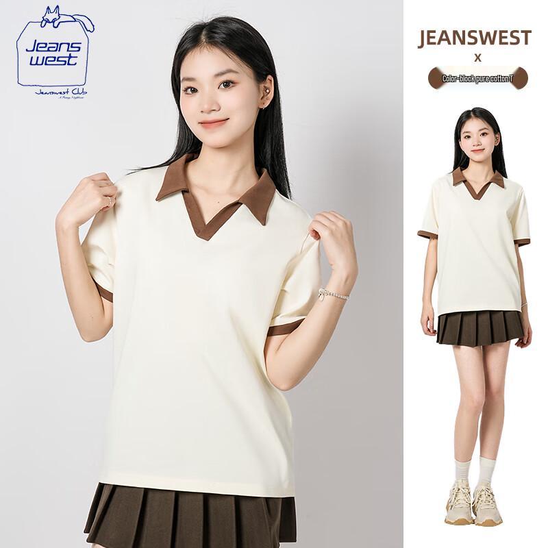 Женская свободная футболка-поло с коротким рукавом JEANSWEST CLUB L