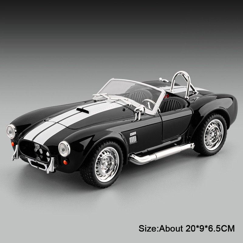 1:22 Shelby Cobra 427 Z4 Toys Sports Cars Models Pull Back Light Music Miniature Car Doors Opened Vehicle for Kid Festival Gifts