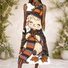 Women Plus Size Round Neck Sleeveless Cartoon Llama Printed A Line Maxi Dress With Side Pockets