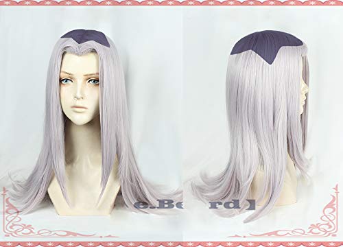 Heat-resistant cosplay wig, "Second Castle," silver-gray, long straight, perfect for events and costumes + 2 bonus items