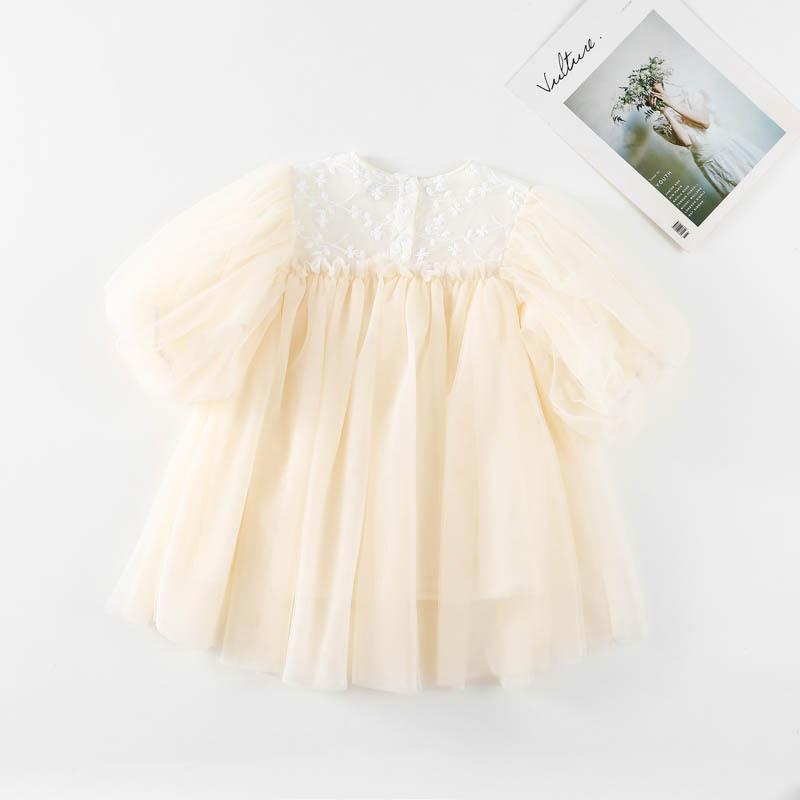 Kinder Kleidung Frühling Sommer Langarm Dünne Spitze Tüll Kleid Koreanischen Stil Mädchen Prinzessin Mode Süße Fee Mesh Kleider