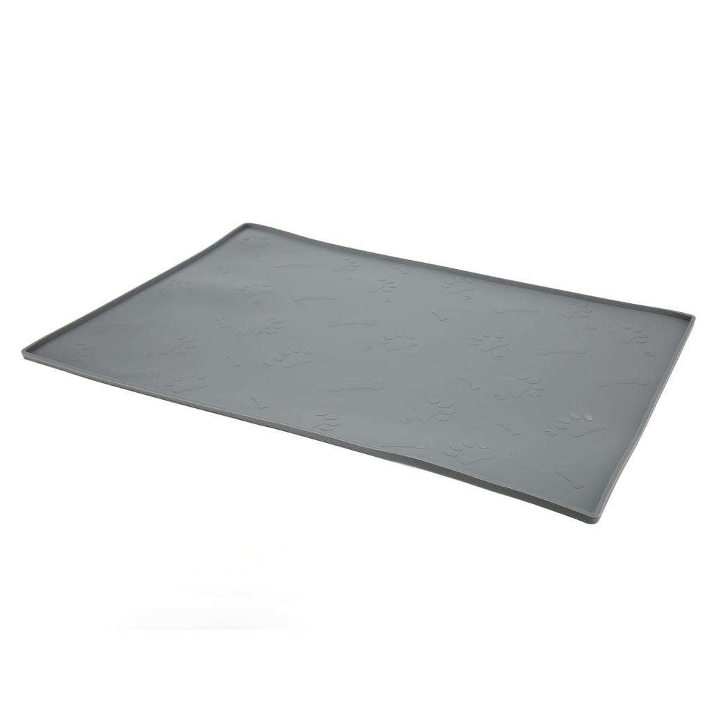 Haustier Futtermatte Spritzschutz Waschbar Spülmaschinenfest Rutschfest Silikon Große Hundedecke für Wasser Futternapf Grau