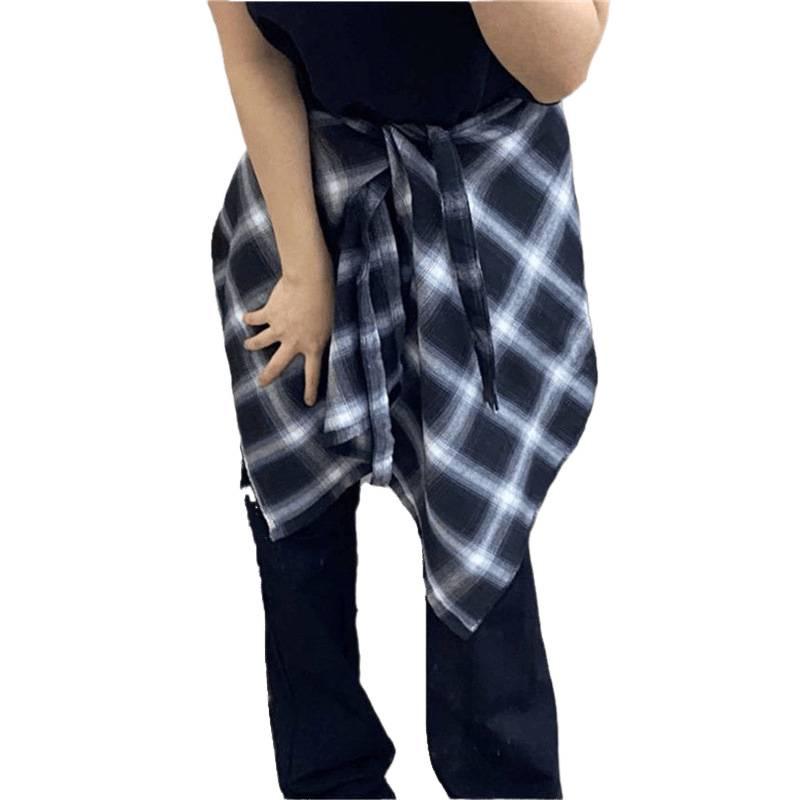 Versatile Retro Plaid Waist Wrap for Street Dance and JK Style