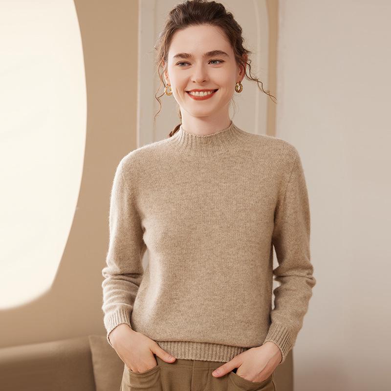 

Женский свитер с полуворотом из кашемира, модный вязаный свитер осень/зима 2024 года X-Large