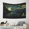 Starry Night Inspired Landscape Pattern Wall Hanging Tapestry Decorative Tapestry Home Decor for Bedroom and Living Room