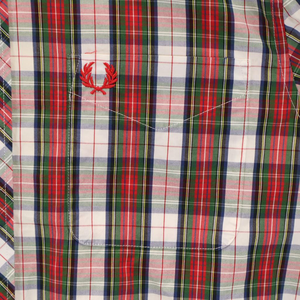 Fred Perry Check Pattern Long Sleeve Button Down Shirt S Red Men's Used