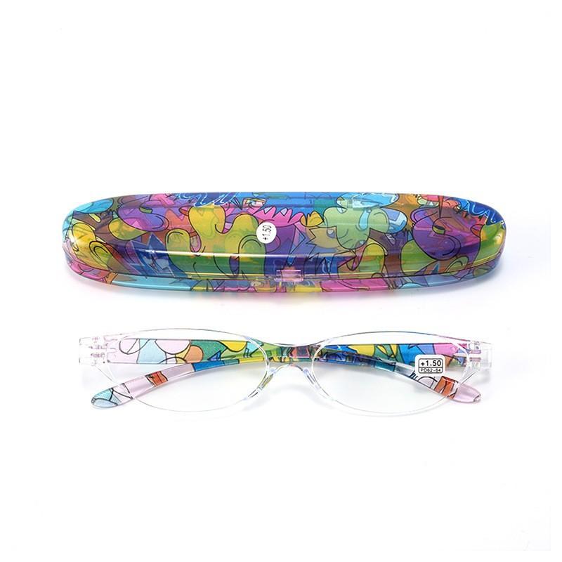 

New Anti-blue Light Reading Glasses With Box Fashion Women Flower Full Frame Portable Farsight Eyeglasses Diopters +1.0 To +4.0 +100