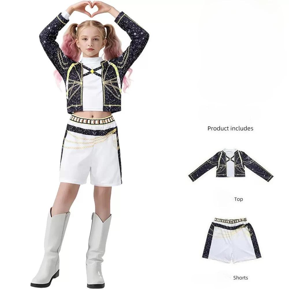 Yeni Savaşçı K Pop Kostümü Rumi Kostümü Zoey Cosplay Mira Kıyafetleri Siyah 3D Baskı Kız Grubu Kadın Cadılar Bayramı Kostümleri Kıyafetler