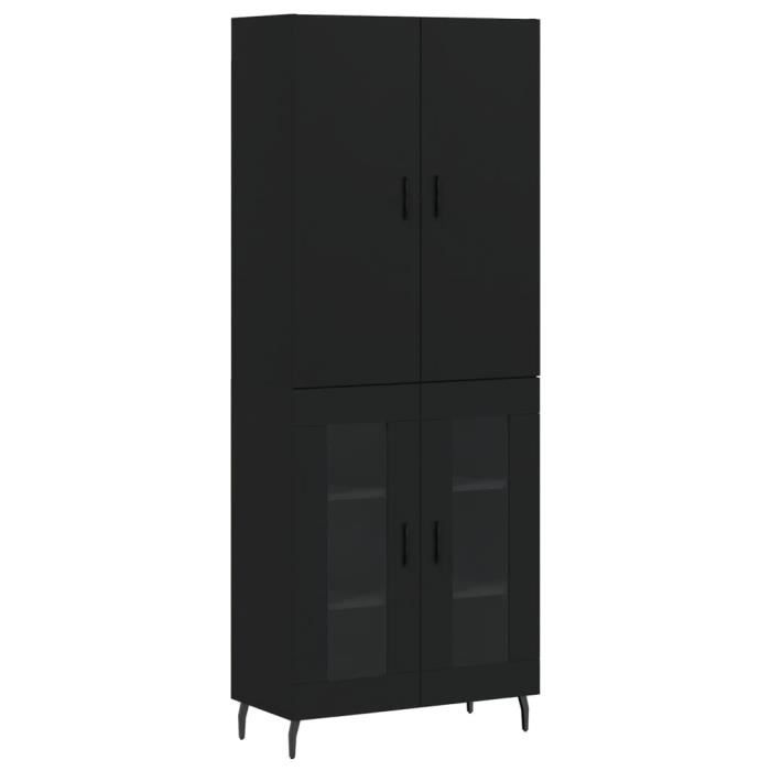 VidaXL Buffet haut Noir 69,5x34x180 cm Bois d'ingénierie 3195748