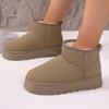 Women Winter Large Size Round Toe Thick Sole Snow Boots Casual Short Tube Velvet Fur Warm Cotton Shoes Solid Color 36-41
