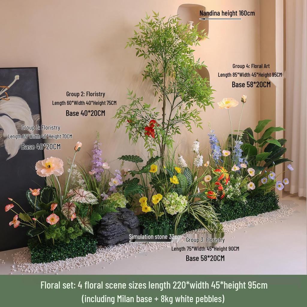 Artificial Green Plant Floral Arrangements for Indoor Decor in Hotels and Shops