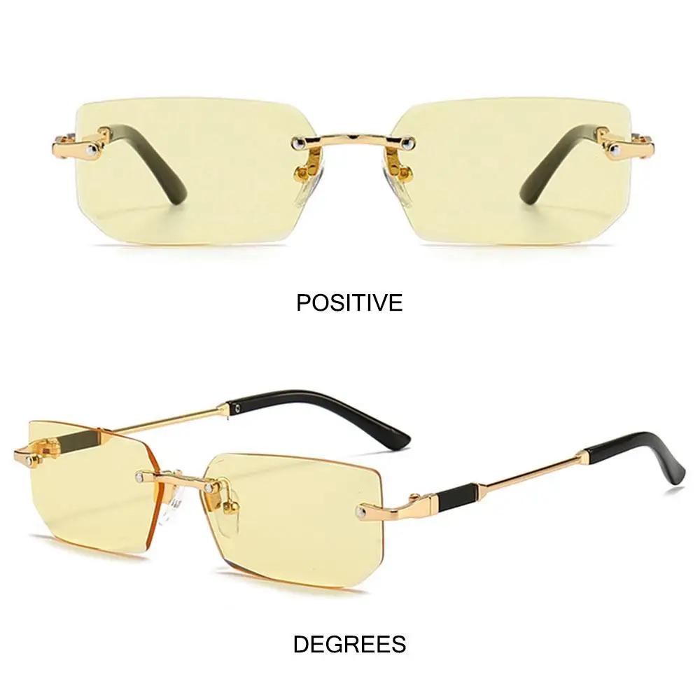 Retro Rimless Sunglasses for Women Men Trendy Frameless Rectangle Sun Glasses Retro Shades Fashion Summer Travel UV400 Eyewear