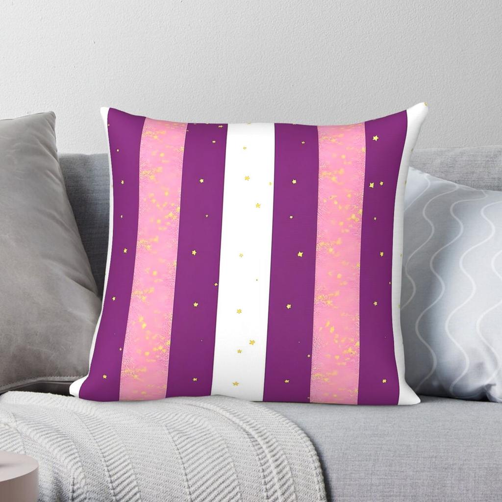 Purple White Stripe Square Pillowcase Polyester Linen Velvet Pattern Zip Decor Pillow Case Sofa Seater Cushion Cover Wholesale