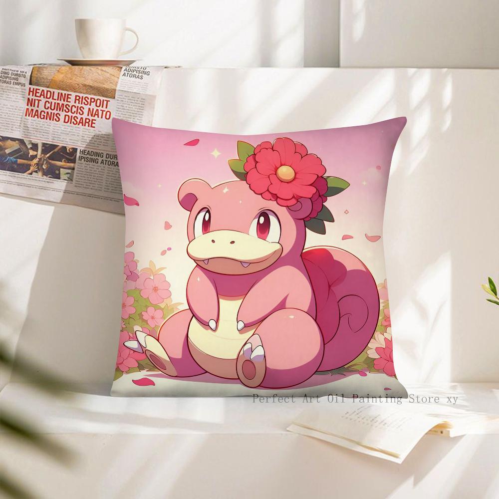 MINISO Pokemon Slowpoke Cute Pillow Case Fashion Square Pillowcase Bedroom Sofa Room Ins Decoration Leisure Cushion Cover