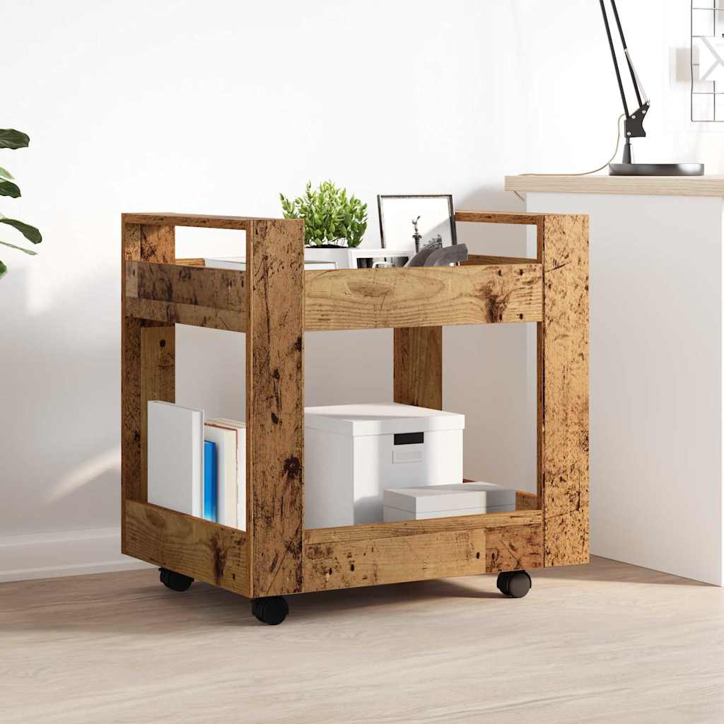 Mobile Desk Trolley Reclaimed Wood Look 60 X 45 X 60 Cm Engineered Wood