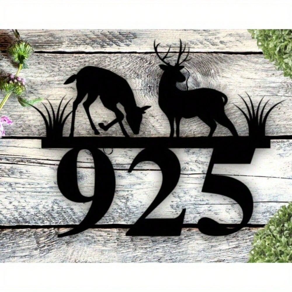 Custom Exterior Metal Address Sign for Home, Rustic House Number Plaque, Unique Garden Decor