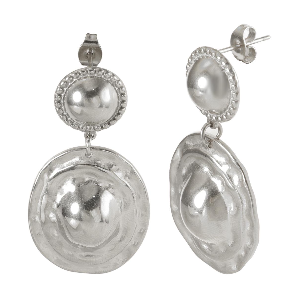 

Элегантный набор геометрических серег и ожерелья из нержавеющей стали с чеканкой в виде круга