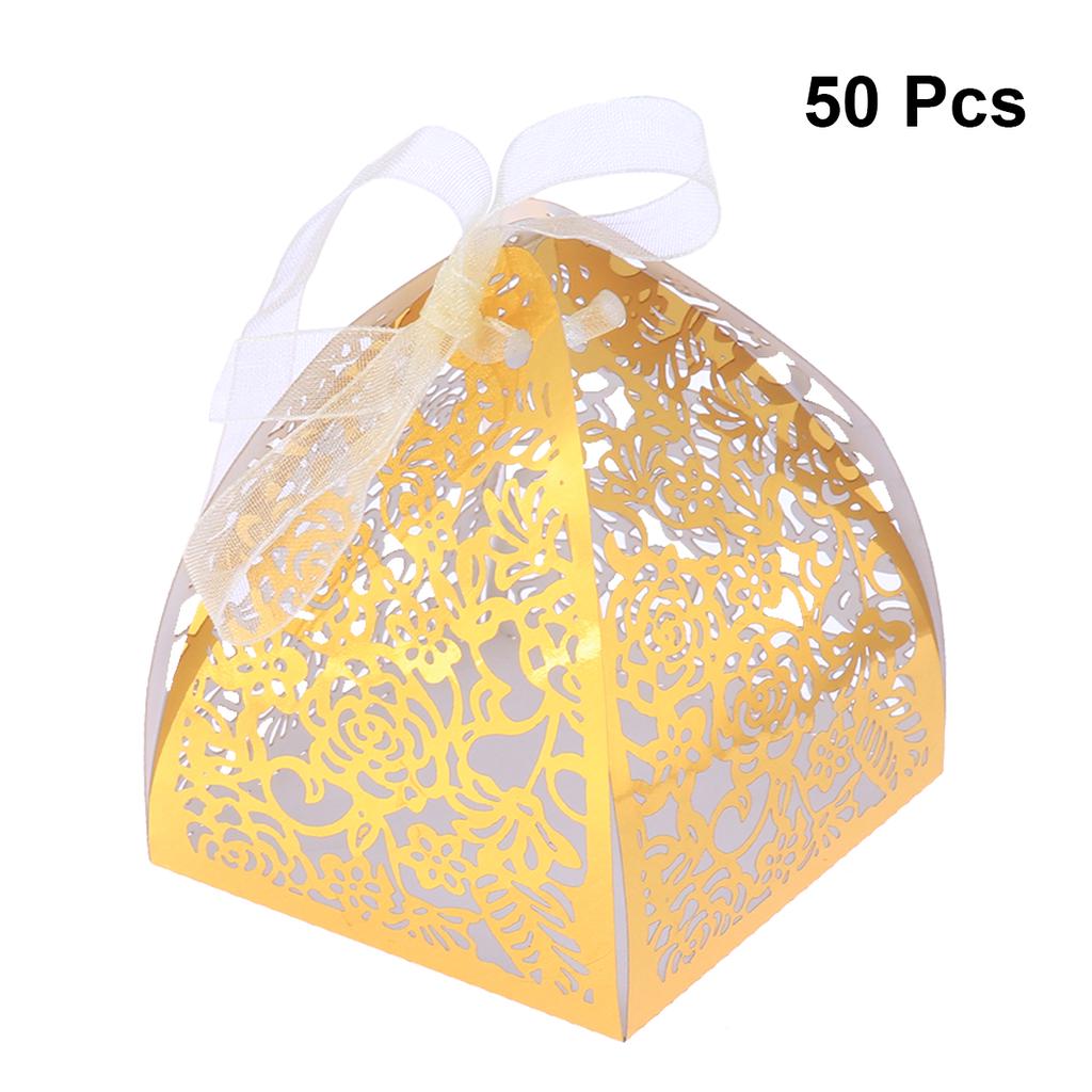 Buy 50PCS Hollow DieCut Favor Boxes Wedding Candy Boxes Wedding Gift