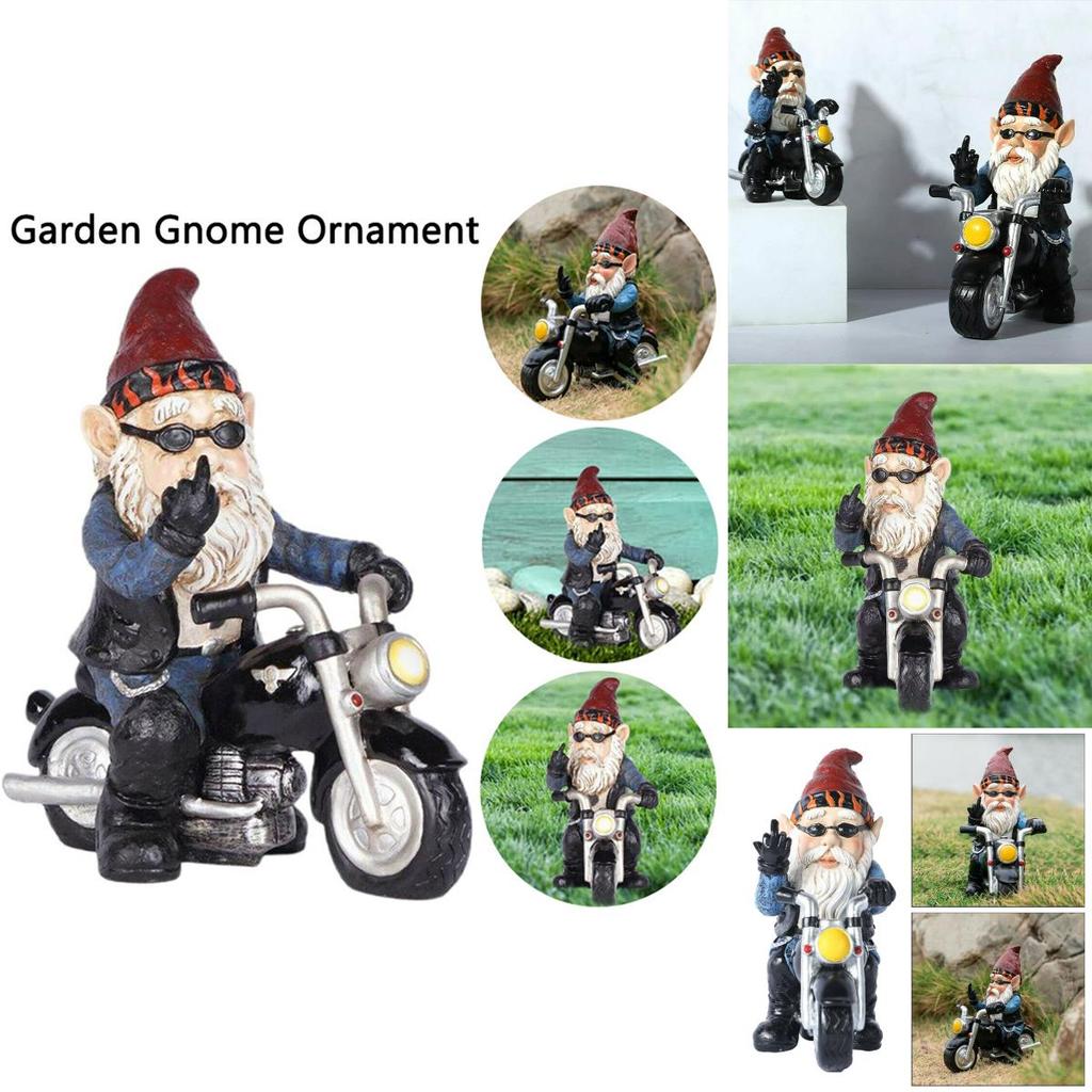 Gnomes Novelty Garden Statues Motorcycle Dwarf  Ornaments Outdoor Decor Naughty