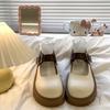 French Evening Breeze Single Shoes with Skirt Medium and High Heels Small Leather Shoes 2025 Spring and Autumn New Thick-soled Shallow Mouth Mary 