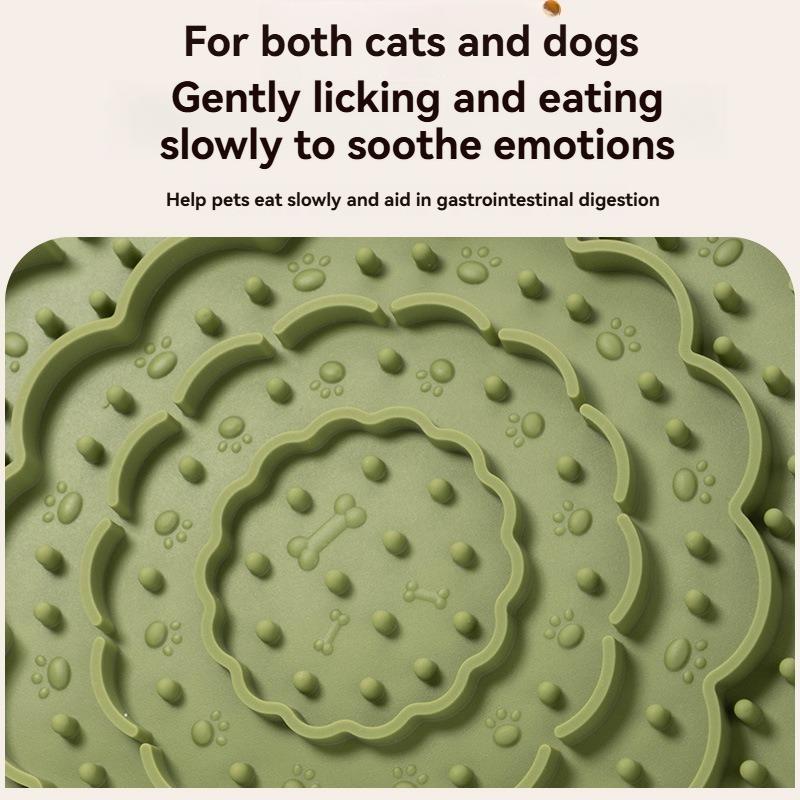 1pc Sunflower Pet Licking Pad Silicone Pet Slow Food Tableware Bowl Suction Cup Dog Licking Pad Slow Food Pad