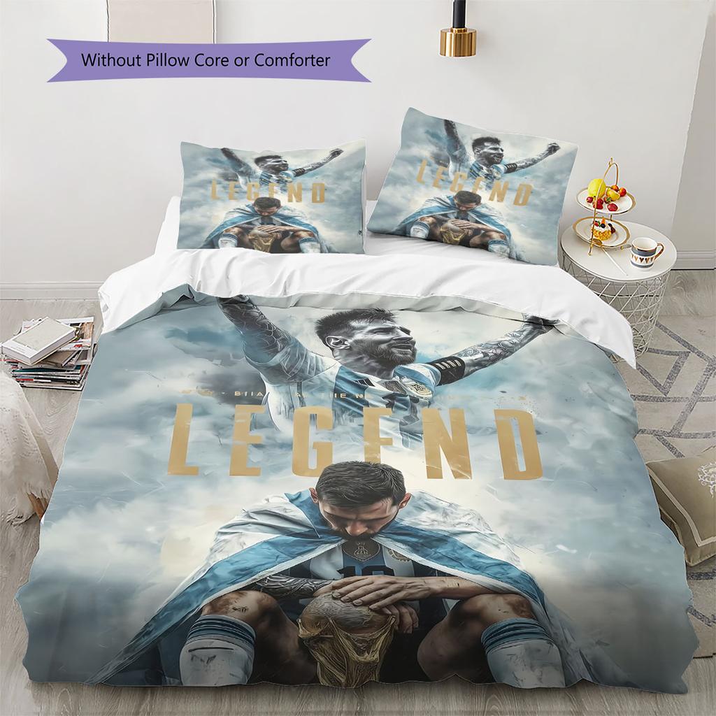 Biancheria da letto con motivo Lionel Messi Decorazione per la casa Regalo di compleanno (1 * copripiumino + 2 * federa, senza nucleo),merchandising per fan.