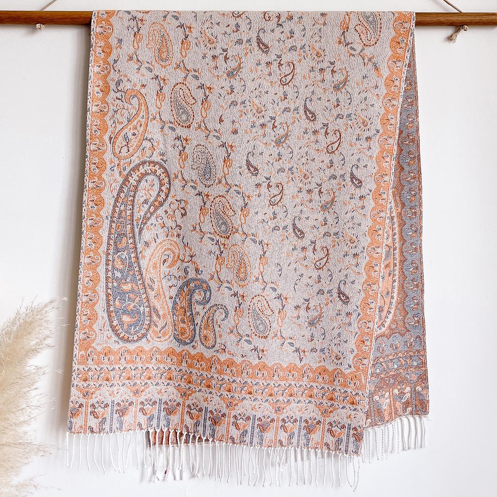 Scarf women's outer with ethnic style imitation cashmere shawl desert seaside travel warm cashew flower scarf thin