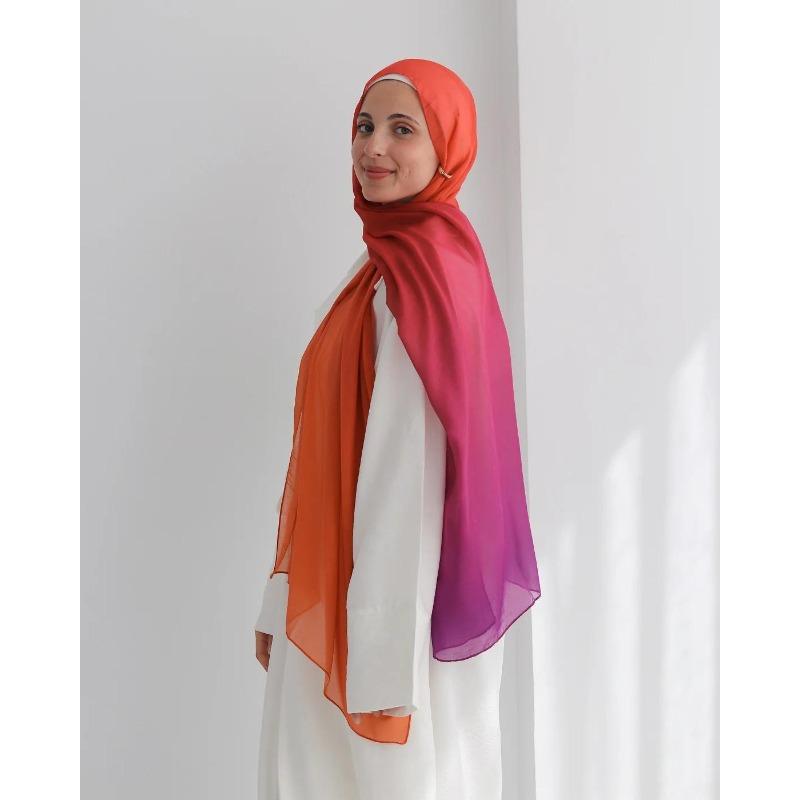 Watercolor Tie-Dye Scarf Shawl Travel With Polyester Long Scarf Turkey Middle East Headscarf